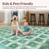 Ultra Soft Area Rug, Non Slip, Stain Resistant, Washable Area Rugs for Living Room, Bedroom, Ethereal Emerald Washable Fern Rug Modern Boho Decor Accent(Green)