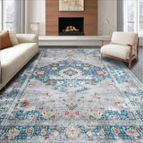 Ultra Soft Area Rug, Non Slip, Stain Resistant, Washable Area Rugs for Living Room, Bedroom, Whimsical Boho Floral Charm(Gray)