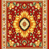 Ultra Soft Area Rug, Non Slip, Stain Resistant, Washable Area Rugs for Living Room, Bedroom, Sunkissed Round Nature Inspired Look(Red)
