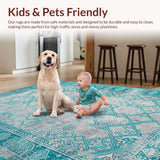 Ultra Soft Area Rug, Non Slip, Stain Resistant, Washable Area Rugs for Living Room, Bedroom, Modern Abstract Blue Tones Design(Gray)