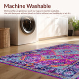 Ultra Soft Area Rug, Non Slip, Stain Resistant, Washable Area Rugs for Living Room, Bedroom, Bold Modern Geometric Layout(Purple)