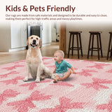 Ultra Soft Area Rug, Non Slip, Stain Resistant, Washable Area Rugs for Living Room, Bedroom, Pink Bowknot Area Rug: Playful Seamless Pattern Floor Mat(Pink)