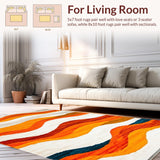 Ultra Soft Area Rug, Non Slip, Stain Resistant, Washable Area Rugs for Living Room, Bedroom, Striking Contemporary Lattice Pattern(Orange)