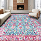 Ultra Soft Area Rug, Non Slip, Stain Resistant, Washable Area Rugs for Living Room, Bedroom, Contemporary Ethnic Abstract Style(Blue)