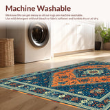 Ultra Soft Area Rug, Non Slip, Stain Resistant, Washable Area Rugs for Living Room, Bedroom, Vintage Boho Sky Home Office Non-Shedding Carpet(Blue)
