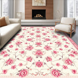 Ultra Soft Area Rug, Non Slip, Stain Resistant, Washable Area Rugs for Living Room, Bedroom, Elegant Petal-Patterned Serenity(Beige)