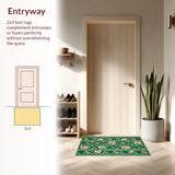 Ultra Soft Area Rug, Non Slip, Stain Resistant, Washable Area Rugs for Living Room, Bedroom, Vintage Non-Slip Living Room Area Rug Green(Green)