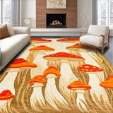 Ultra Soft Area Rug, Non Slip, Stain Resistant, Washable Area Rugs for Living Room, Bedroom, Charming Red Mushroom Pattern(Orange)