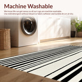 Ultra Soft Area Rug, Non Slip, Stain Resistant, Washable Area Rugs for Living Room, Bedroom, Minimalist Striped Area Rug for Porch and Doormat(Black)