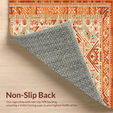 Ultra Soft Area Rug, Non Slip, Stain Resistant, Washable Area Rugs for Living Room, Bedroom, Bold Retro Ethnic Print(Orange)