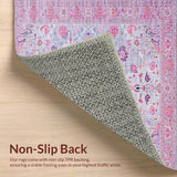 Ultra Soft Area Rug, Non Slip, Stain Resistant, Washable Area Rugs for Living Room, Bedroom, Rustic Medallion Blue Tones(Pink)