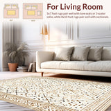 Ultra Soft Area Rug, Non Slip, Stain Resistant, Washable Area Rugs for Living Room, Bedroom, Elegant Neutral Abstract Composition(Beige)