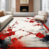Ultra Soft Area Rug, Non Slip, Stain Resistant, Washable Area Rugs for Living Room, Bedroom, Artistic Multicolored Floral Composition(Red)