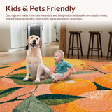 Ultra Soft Area Rug, Non Slip, Stain Resistant, Washable Area Rugs for Living Room, Bedroom, Blush Area Rug Featuring Bright Peach and Vivid Green Pattern(Orange)