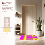 Ultra Soft Area Rug, Non Slip, Stain Resistant, Washable Area Rugs for Living Room, Bedroom, Dynamic Color Pop Design(Yellow)
