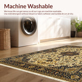 Ultra Soft Area Rug, Non Slip, Stain Resistant, Washable Area Rugs for Living Room, Bedroom, Rustic Earthy Traditional Motif(Beige)