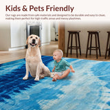 Ultra Soft Area Rug, Non Slip, Stain Resistant, Washable Area Rugs for Living Room, Bedroom, Artistic Tie-Dyed Oceanic Vibes(Blue)