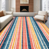 Ultra Soft Area Rug, Non Slip, Stain Resistant, Washable Area Rugs for Living Room, Bedroom, Retro Surf Vibes Floor Rug With Vibrant Striped Boards and Sunset Hues(Yellow)