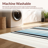Ultra Soft Area Rug, Non Slip, Stain Resistant, Washable Area Rugs for Living Room, Bedroom, Classic Coastal Cabana Stripe Rug With Reversible Design For Patio Deck(Black)