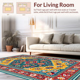 Ultra Soft Area Rug, Non Slip, Stain Resistant, Washable Area Rugs for Living Room, Bedroom, Antique Inspired Bedroom Plush Meditation Carpet(Gold)
