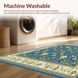 Ultra Soft Area Rug, Non Slip, Stain Resistant, Washable Area Rugs for Living Room, Bedroom, Elegant Oval Area Azure Design(Blue)