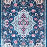 Ultra Soft Area Rug, Non Slip, Stain Resistant, Washable Area Rugs for Living Room, Bedroom, Rustic Floral Tiled Arrangement(Blue)