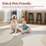 Ultra Soft Area Rug, Non Slip, Stain Resistant, Washable Area Rugs for Living Room, Bedroom, Sophisticated Muted Geometric Motif(Beige)