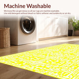 Ultra Soft Area Rug, Non Slip, Stain Resistant, Washable Area Rugs for Living Room, Bedroom, Vibrant Lattice Design Statement(Yellow)