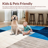 Ultra Soft Area Rug, Non Slip, Stain Resistant, Washable Area Rugs for Living Room, Bedroom, Abstract Blue & Beige Round Modern Design(Blue)