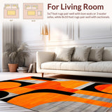 Ultra Soft Area Rug, Non Slip, Stain Resistant, Washable Area Rugs for Living Room, Bedroom, Modern Geometric Orange Composition(Orange)