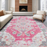 Ultra Soft Area Rug, Non Slip, Stain Resistant, Washable Area Rugs for Living Room, Bedroom, Whimsical Lattice Print Elegance(Pink)
