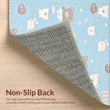 Ultra Soft Area Rug, Non Slip, Stain Resistant, Washable Area Rugs for Living Room, Bedroom, Joyful Animal Friends Concept(Blue)