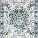 Ultra Soft Area Rug, Non Slip, Stain Resistant, Washable Area Rugs for Living Room, Bedroom, Vintage Floral Grey Aesthetic(White)