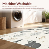 Ultra Soft Area Rug, Non Slip, Stain Resistant, Washable Area Rugs for Living Room, Bedroom, Charming Woodland Animal Aesthetic(Beige)