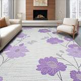 Ultra Soft Area Rug, Non Slip, Stain Resistant, Washable Area Rugs for Living Room, Bedroom, Sophisticated Grey Floral Elegance(Purple)