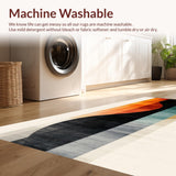 Ultra Soft Area Rug, Non Slip, Stain Resistant, Washable Area Rugs for Living Room, Bedroom, Artistic Abstract Circular Motif(Orange)