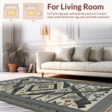 Ultra Soft Area Rug, Non Slip, Stain Resistant, Washable Area Rugs for Living Room, Bedroom, Rustic Textured Contrast Elements(Black)