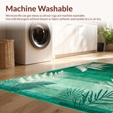Ultra Soft Area Rug, Non Slip, Stain Resistant, Washable Area Rugs for Living Room, Bedroom, Elegant Wavy Green Aesthetic(Green)