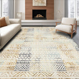 Ultra Soft Area Rug, Non Slip, Stain Resistant, Washable Area Rugs for Living Room, Bedroom, Chic Neutral Toned Trellis(Gold)