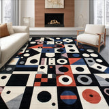 Ultra Soft Area Rug, Non Slip, Stain Resistant, Washable Area Rugs for Living Room, Bedroom, Chic Black and White Dice Motif(Black)