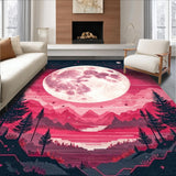Ultra Soft Area Rug, Non Slip, Stain Resistant, Washable Area Rugs for Living Room, Bedroom, Chic Half-Moon Colorful Motif(Pink)