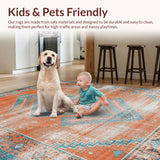 Ultra Soft Area Rug, Non Slip, Stain Resistant, Washable Area Rugs for Living Room, Bedroom, Contemporary Vibrant Abstract Elements(Orange)