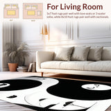 Ultra Soft Area Rug, Non Slip, Stain Resistant, Washable Area Rugs for Living Room, Bedroom, Playful Abstract Kitty Motif(Black)