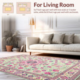 Ultra Soft Area Rug, Non Slip, Stain Resistant, Washable Area Rugs for Living Room, Bedroom, Unique Pastel Linear Composition(Ivory)