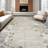Ultra Soft Area Rug, Non Slip, Stain Resistant, Washable Area Rugs for Living Room, Bedroom, Elegant Oversized Floral Geometry(Beige)