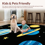 Ultra Soft Area Rug, Non Slip, Stain Resistant, Washable Area Rugs for Living Room, Bedroom, Cosmic Colorful Planetary Motif(Blue)