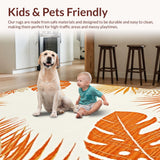 Ultra Soft Area Rug, Non Slip, Stain Resistant, Washable Area Rugs for Living Room, Bedroom, Radiant Outdoor Floral Impression(Orange)