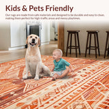 Ultra Soft Area Rug, Non Slip, Stain Resistant, Washable Area Rugs for Living Room, Bedroom, Vibrant Abstract Transitional Pattern(Orange)