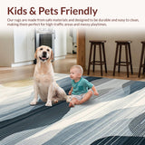 Ultra Soft Area Rug, Non Slip, Stain Resistant, Washable Area Rugs for Living Room, Bedroom, Chic Neutral Geometric Texture(Gray)