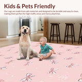 Ultra Soft Area Rug, Non Slip, Stain Resistant, Washable Area Rugs for Living Room, Bedroom, Adorable Bow Ribbon Light Pink Floor Runner(Pink)